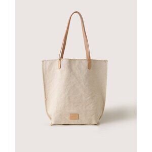 Graf Lantz Hana Canvas Tote Bag Natural Ivory With Leather Handles